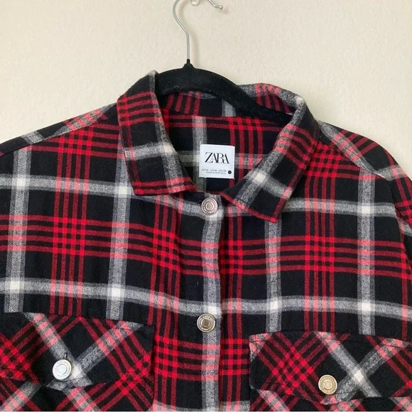 Zara Plaid Flannel Overshirt Jacket - Picture 7 of 9
